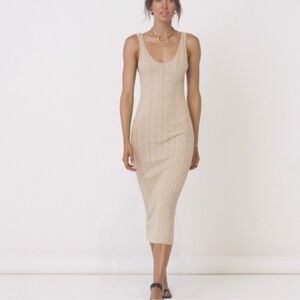 SPELL Frenchie rib medium shimmer dress in champagne